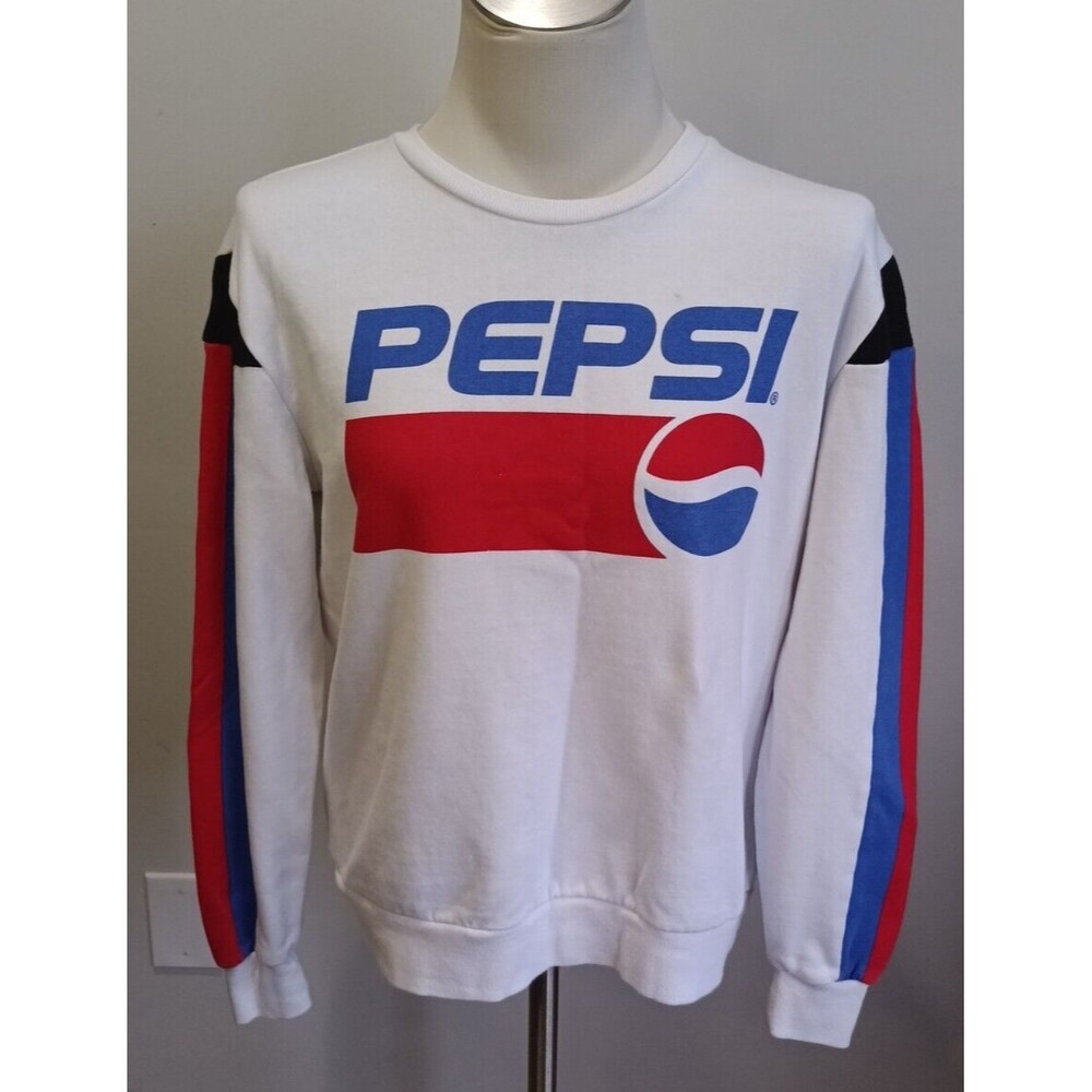2018 Pepsi Crew Neck White Logo Sweatshirt Small Unisex Red Blue Color Blocking